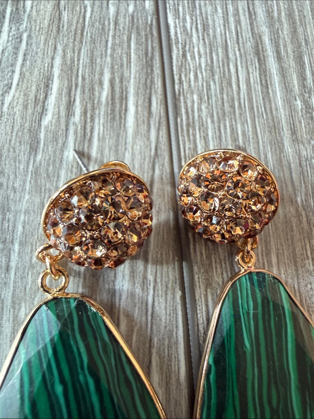 Anthropologie Stone Drop Earrings in Malachite - Picture 4 of 7